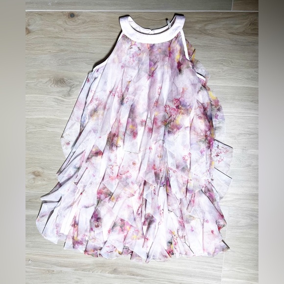 Baker by Ted Baker Pink Mesh Waterfall Sun Dress Girls Size 11 - Picture 3 of 10